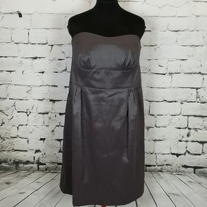 Strapless shimmer dress.